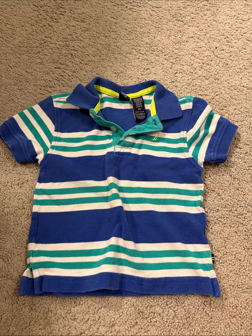 Striped Blue & Teal Polo Shirt for Kids